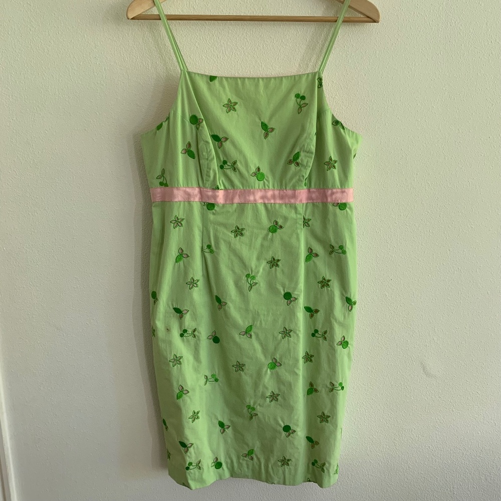 Lily Pulitzer Mini Sundress - green and pink / size 8 / Beach / Resort / Preppy